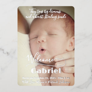 Tarjeta de Anuncio de Nacimiento Tiny Toes con Hoj