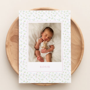 Tarjeta de anuncio de natalidad floral de Cottagec