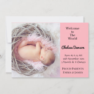 Tarjeta de anuncio de natalidad para bebé moderna