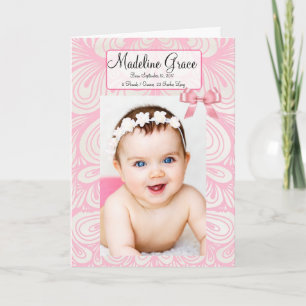 Tarjeta de anuncio de natalidad para bebé niña per