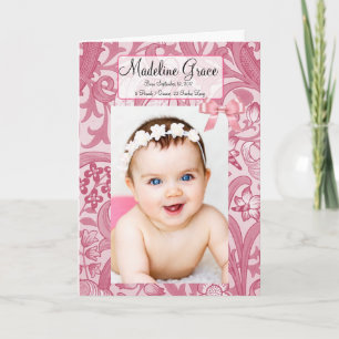 Tarjeta de anuncio de natalidad para bebé niña per