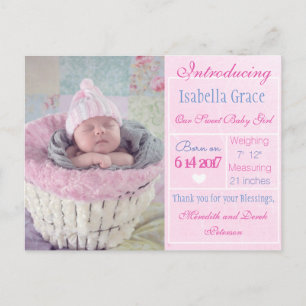 Tarjeta de Anuncio de Nueva Bebé Niña