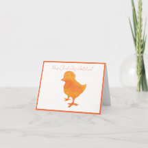 Tarjeta de anuncio de pollito bebé doblada