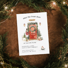 Tarjeta de anuncio de puerta de Navidad roja | Nos