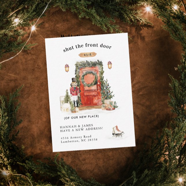 Tarjeta de anuncio de puerta de Navidad roja | Nos (Subido por el creador)