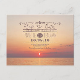 tarjeta de anuncio de puesta de sol en el mar play