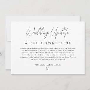Tarjeta de anuncio de reducción de boda minimalist