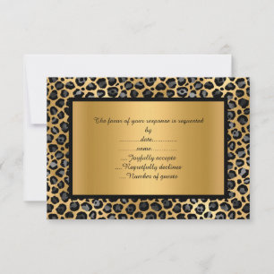 TARJETA DE ANUNCIO DE RSVP CON ESTAMPADO DE LEOPAR