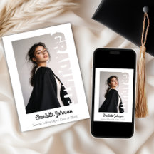 Tarjeta de Anuncio de Tipografía de Graduación Ret