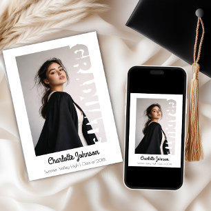Tarjeta de Anuncio de Tipografía de Graduación Ret