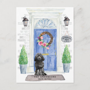 Tarjeta de anuncio de traslado de Cockapoo negro