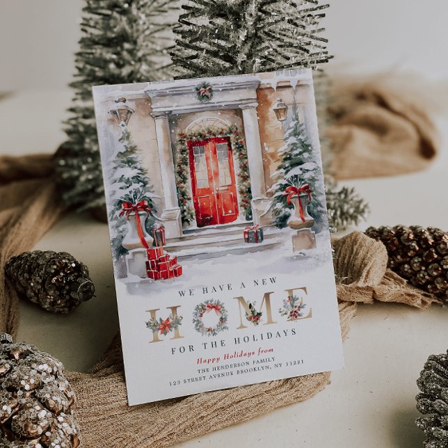 Tarjeta de anuncio de vacaciones de nueva direcció (Subido por el creador)