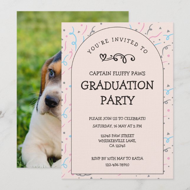 Tarjeta de Anuncio e Invitación de Graduación de C (Anverso / Reverso)