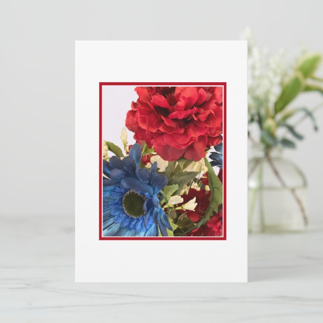Tarjeta de anuncio floral patriótica. (Anverso de pie)