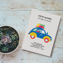 Tarjeta de anuncio plana de automóvil colorido en