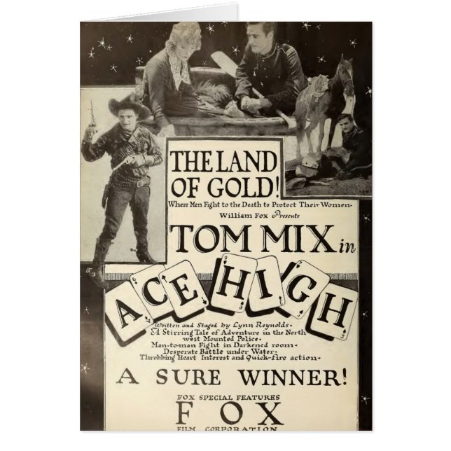 Tarjeta de anuncios de películas de Tom Mix Ace Hi (Frente)