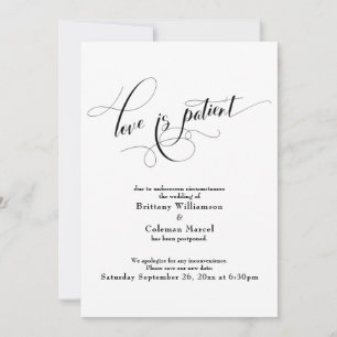 Tarjeta de aplazamiento elegante amor blanco es pa