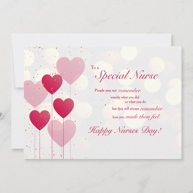 Tarjeta de Apreciación de Enfermeras Especiales (Anverso)