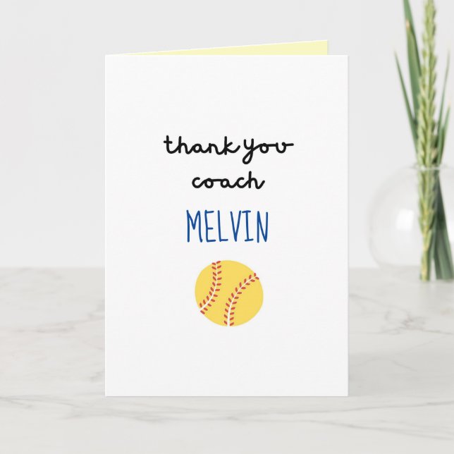 Tarjeta de Apreciación del entrenador de Softball, (Anverso)