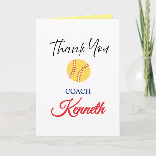 Tarjeta de Apreciación del entrenador de Softball, (Anverso)
