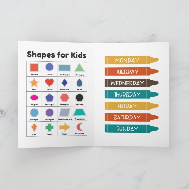 Tarjeta de aprendizaje para la educación infantil (Interior)