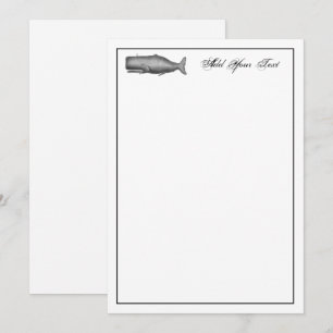 Tarjeta de apunte de dibujos de ballenas del siglo