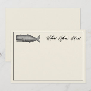 Tarjeta de apunte de dibujos de ballenas del siglo
