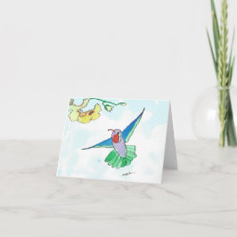 Tarjeta de apunte de Hummingbird acuarela/sobre