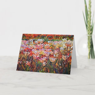 Tarjeta de apunte del jardín de tulipanes pintado 