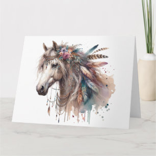 Tarjeta de apunte Watercolor Boho Horse