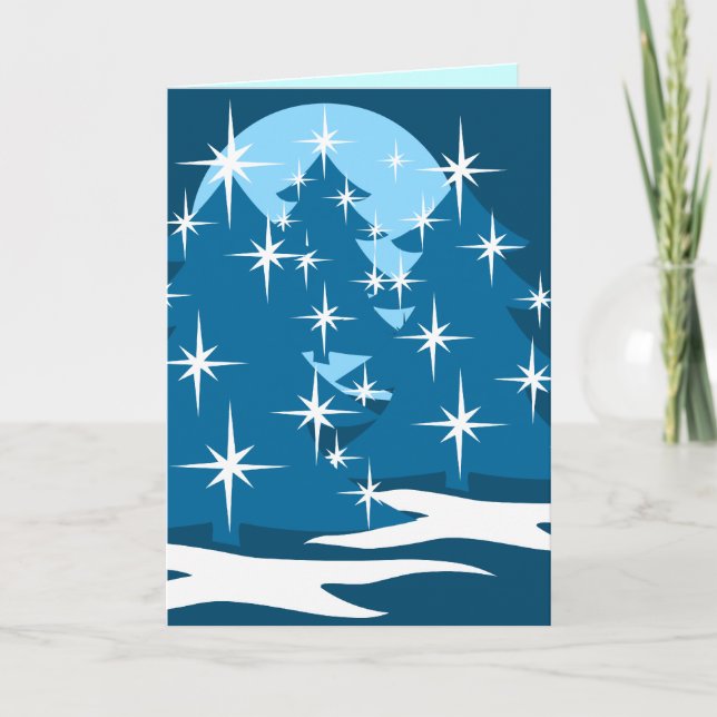 Tarjeta de Árbol Azul de Happy Holidays (Anverso)