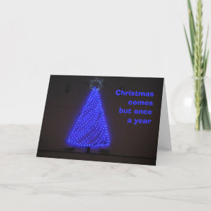 Tarjeta de árbol azul de Navidad