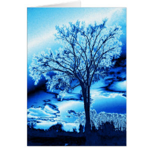 Tarjeta de árbol azul (en blanco)