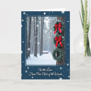 Tarjeta de árbol con corona de invierno