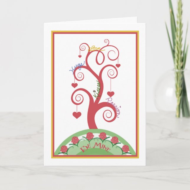 Tarjeta de árbol de amor para El día de San Valent (Anverso)