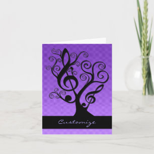 Tarjeta de árbol de clave de sol de música negra y