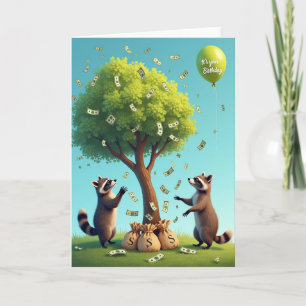 Tarjeta de árbol de dinero de cumpleaños dulce