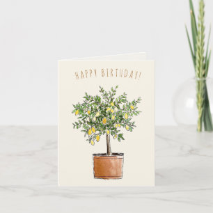 Tarjeta de árbol de limón feliz cumpleaños