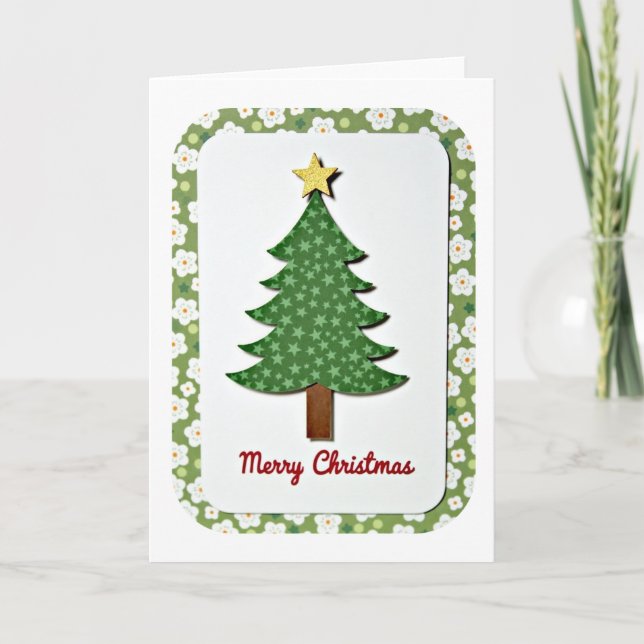 Tarjeta de árbol de Navidad alegre (Anverso)