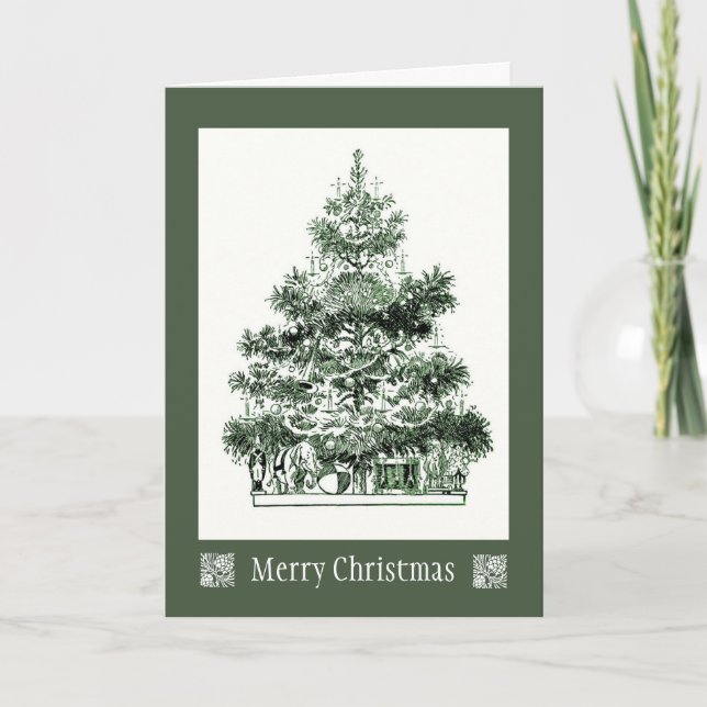 Tarjeta de árbol de Navidad antigua (Anverso)