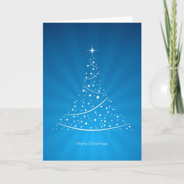 Tarjeta de árbol de Navidad (azul) (Anverso)