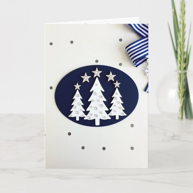 Tarjeta de árbol de Navidad brillante (Anverso)
