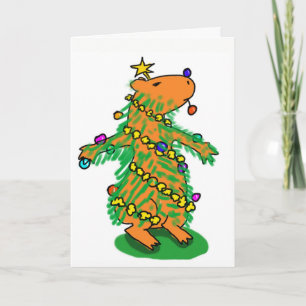 Tarjeta de árbol de Navidad Capybara