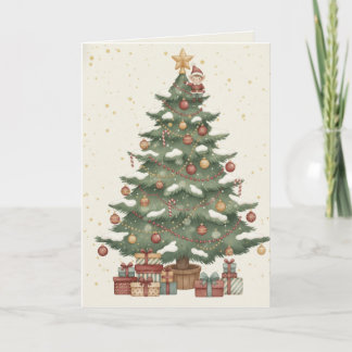 Tarjeta de árbol de Navidad clásico con regalos vi
