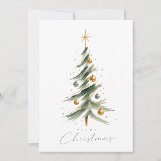 Tarjeta de árbol de Navidad con acuarela moderna