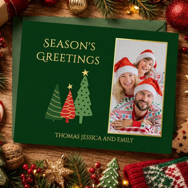 Tarjeta de árbol de Navidad con foto familiar eleg (Subido por el creador)