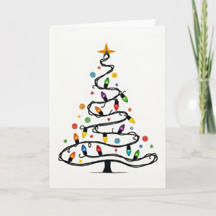 Tarjeta de árbol de Navidad con luces centelleante