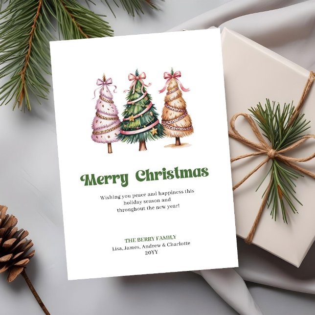 Tarjeta de árbol de Navidad con patrón de leopardo (Chic Neutral Leopard Pattern Christmas Tree Greeting)