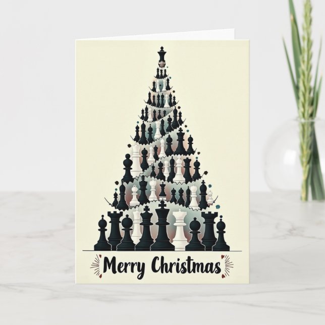 Tarjeta de árbol de Navidad de ajedrez (Anverso)