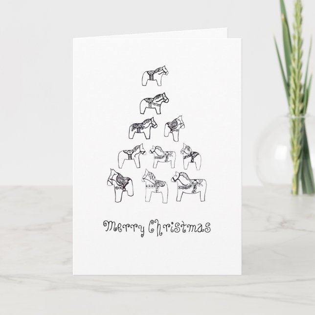 Tarjeta de árbol de Navidad de caballo Dala (Anverso)